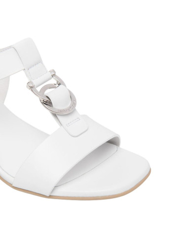 SANDALO CON TACCO NEROGIARDINI DONNA LOIRA BIANCO TPU LOZZA FEN NATURALE TACCO 5,5CM E615870D/707