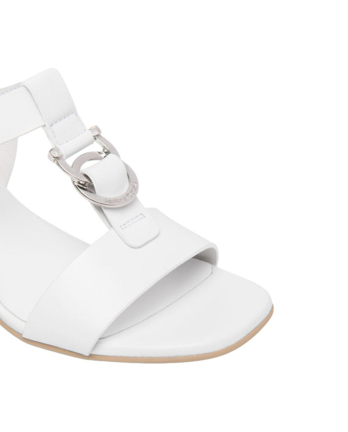 SANDALO CON TACCO NEROGIARDINI DONNA LOIRA BIANCO TPU LOZZA FEN NATURALE TACCO 5,5CM E615870D/707