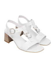 SANDALO CON TACCO NEROGIARDINI DONNA LOIRA BIANCO TPU LOZZA FEN NATURALE TACCO 5,5CM E615870D/707