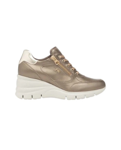 SNEAKERS CON ZEPPA NEROGIARDINI DONNA  BAGOYA BROWN T.BRILL PLATINO 6074 EVA AGOSTA I514121D/322
