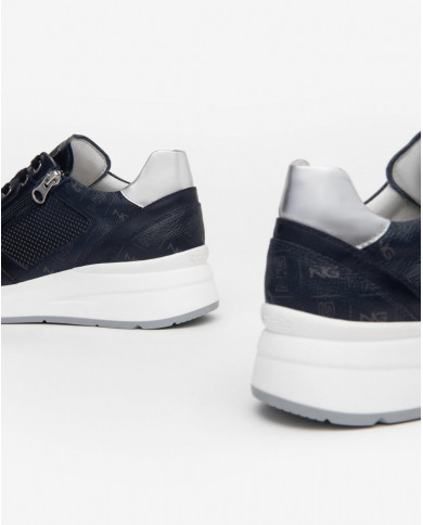 SNEAKERS NEROGIARDINI DONNA PELLE BLU ZIP E409840D/200