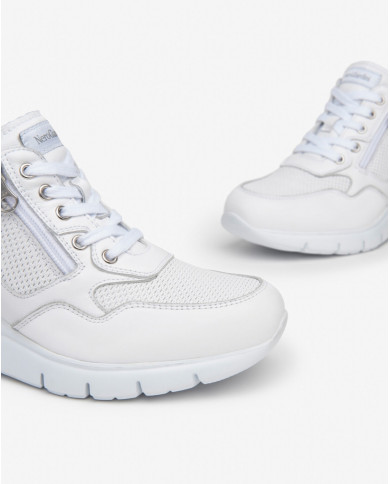 SNEAKERS NEROGIARDINI DONNA PELLE TESSUTO BIANCO E409880D/707