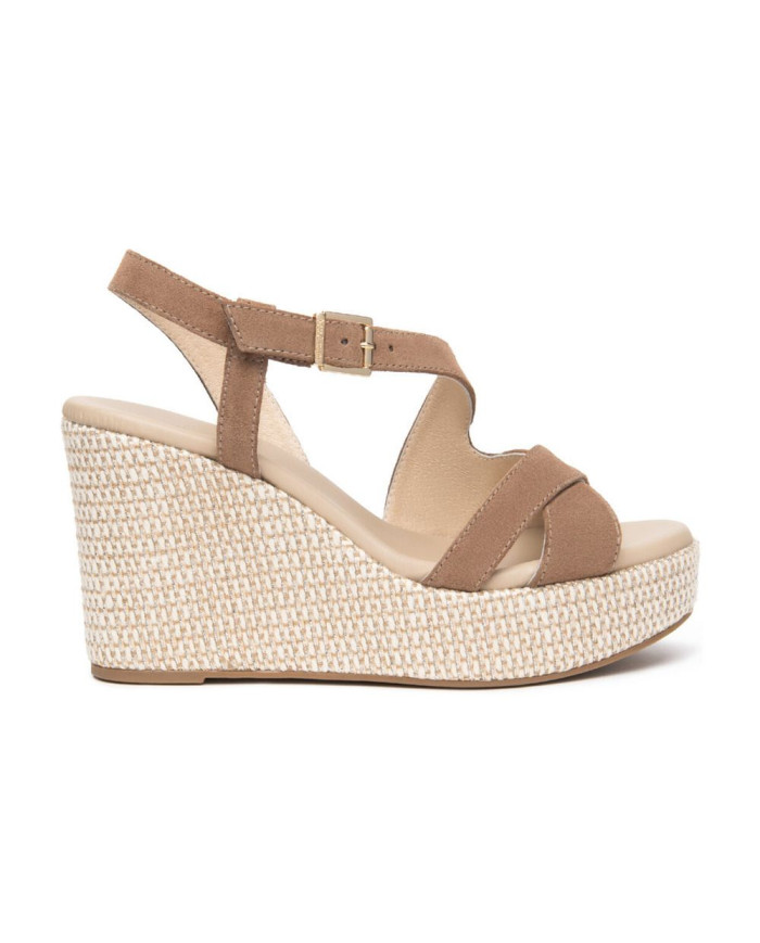 SANDALI CON ZEPPA NEROGIARDINI DONNA VELOUR MOU PU.MALFA E616020D/442