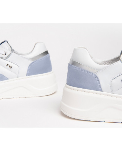 SNEAKERS NEROGIARDINI DONNA VELOUR FIORDALISO SKIPPER BIANCO OXIGEN ARGENTO E306563D/623