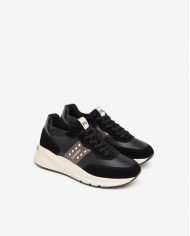 SNEAKERS NEROGIARDINI DONNA AROLD VELO NERO GUANTO NERO ROCK SAND MILITARE I411520D/100