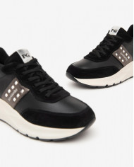 SNEAKERS NEROGIARDINI DONNA AROLD VELO NERO GUANTO NERO ROCK SAND MILITARE I411520D/100