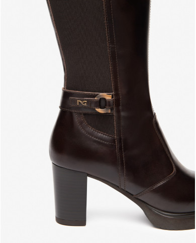 STIVALI NEROGIARDINI DONNA MANOLETE T.DI MORO ELASTICO T.MORO  PU.LESINA TACCO 7CM I514601D/300