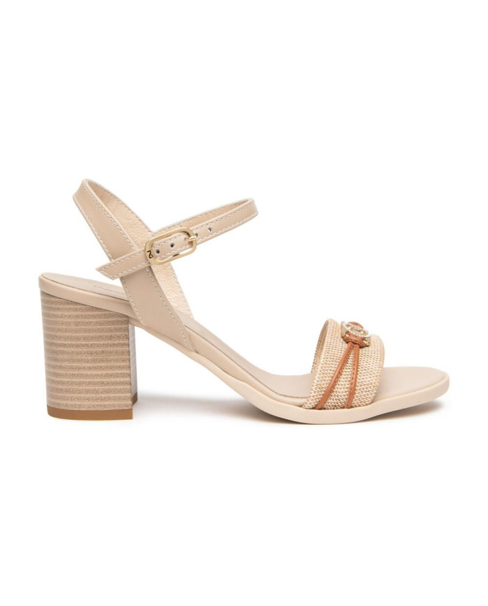 SANDALO CON TACCO NEROGIARDINI DONNA T.PAGLIA FRESH 01/S  TAMIGI LINO TR AULLA NATURALE TACCO 5,5CM E615881D/420