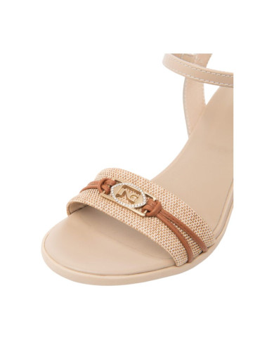 SANDALO CON TACCO NEROGIARDINI DONNA T.PAGLIA FRESH 01/S  TAMIGI LINO TR AULLA NATURALE TACCO 5,5CM E615881D/420