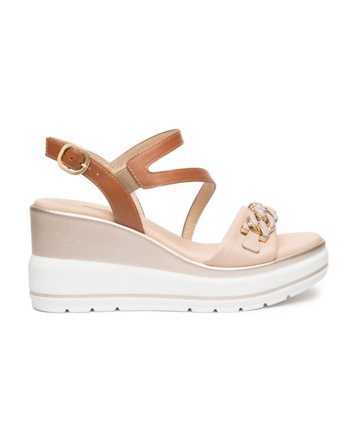 SANDALO CON ZEPPA NEROGIARDINI DONNA ARMENIA CIPRIA ARMENIA CUOIO POLI.USSITA  E615962D/707