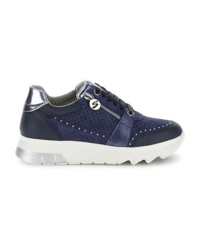 SNEAKERS STONEFLY DONNA SPOCK 47 ZIP SUE/NAP/LAMINATED DARK DENIM/STERLING MTL 223579 EC0