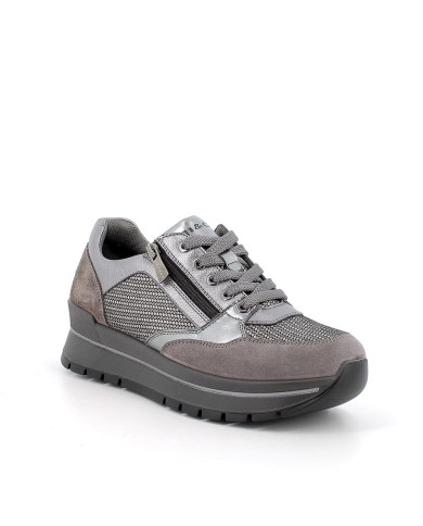 SNEAKERS  IGI&CO DONNA GRIGIO/LAMINATO ZIP + LACCI 6673833