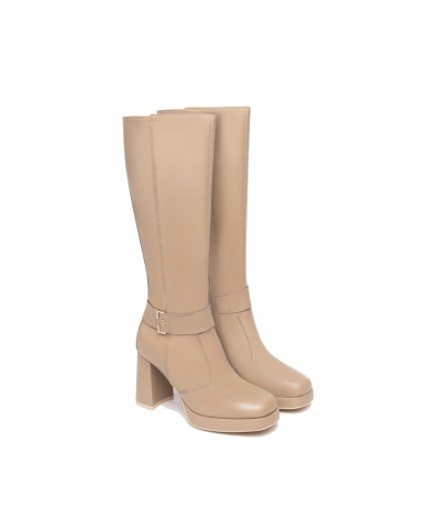 STIVALE CON TACCO NEROGIARDINI DONNA IN PELLE COLORE TORTORA TACCO 9CM I308930D/406