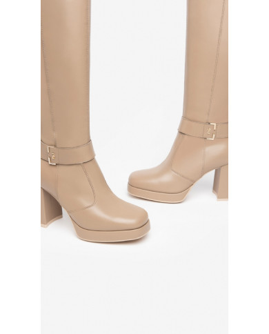 STIVALE CON TACCO NEROGIARDINI DONNA IN PELLE COLORE TORTORA TACCO 9CM I308930D/406