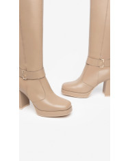 STIVALE CON TACCO NEROGIARDINI DONNA IN PELLE COLORE TORTORA TACCO 9CM I308930D/406