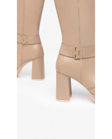 STIVALE CON TACCO NEROGIARDINI DONNA IN PELLE COLORE TORTORA TACCO 9CM I308930D/406