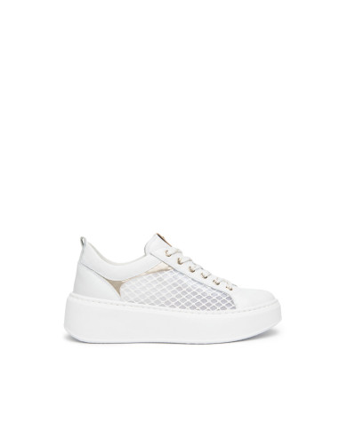 SNEAKERS NEROGIARDINI DONNA SKIPPER BIANCO T.PALLADIUM NET BIAN T.BRILL PLATINO 6074 PU. E615292D/707