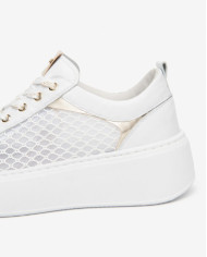 SNEAKERS NEROGIARDINI DONNA SKIPPER BIANCO T.PALLADIUM NET BIAN T.BRILL PLATINO 6074 PU. E615292D/707
