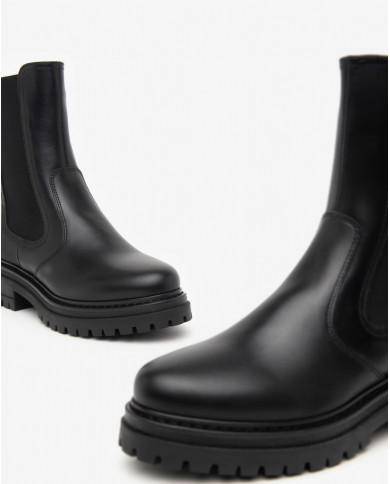 STIVALETTO NEROGIARDINI DONNA CHELSEA IN PELLE GUANTO NERO TR FOLGARIA I411830D/100