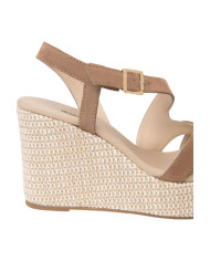 SANDALI CON ZEPPA NEROGIARDINI DONNA VELOUR MOU PU.MALFA E616020D/442