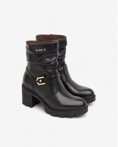 STIVALETTO NEROGIARDINI DONNA IN PELLE SAUVAGE NERO TR CARPEGNA TACCO 7CM I411904D/100