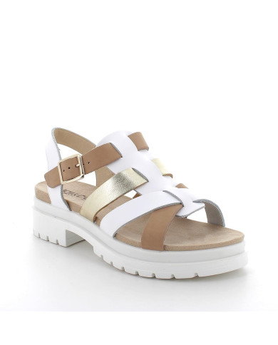 SANDALO CON TACCO IGI&CO VITEL. SCIROCCO BIANCO/BEIGE TACCO 3,7CM 7672100