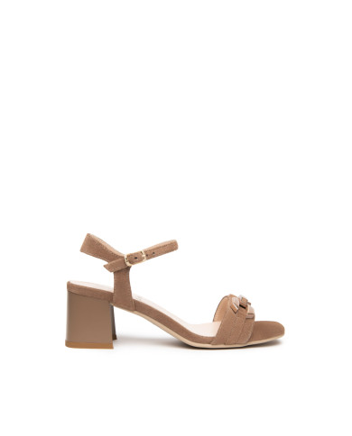 SANDALO CON TACCO NEROGIARDINI DONNA VELOUR MOU TPU FEN NATURALE TACCO 5CM E615723D/442