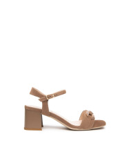 SANDALO CON TACCO NEROGIARDINI DONNA VELOUR MOU TPU FEN NATURALE TACCO 5CM E615723D/442