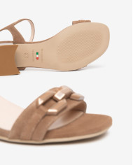 SANDALO CON TACCO NEROGIARDINI DONNA VELOUR MOU TPU FEN NATURALE TACCO 5CM E615723D/442