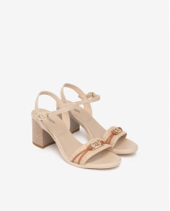 SANDALO CON TACCO NEROGIARDINI DONNA T.PAGLIA FRESH 01/S  TAMIGI LINO TR AULLA NATURALE TACCO 5,5CM E615881D/420