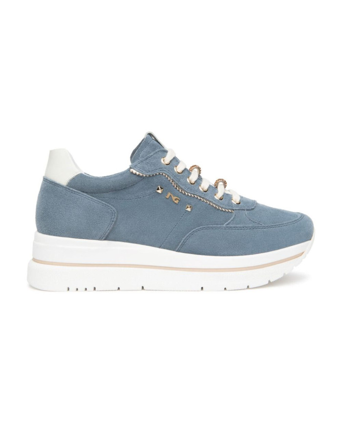 SNEAKERS NEROGIARDINI DONNA VELOUR AVIO VELVET OSSO T.BRILL PLATINO  TR CORVARA E615200D/203