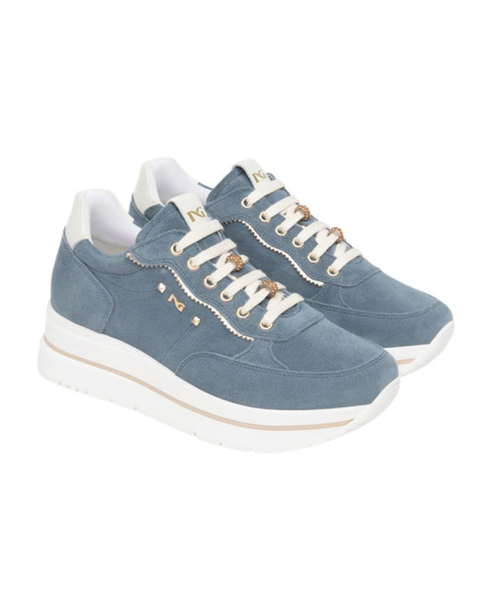 SNEAKERS NEROGIARDINI DONNA VELOUR AVIO VELVET OSSO T.BRILL PLATINO  TR CORVARA E615200D/203