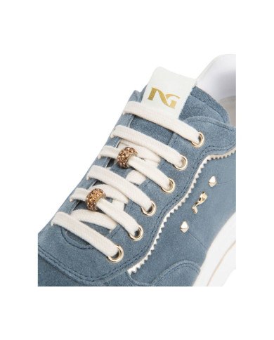 SNEAKERS NEROGIARDINI DONNA VELOUR AVIO VELVET OSSO T.BRILL PLATINO  TR CORVARA E615200D/203