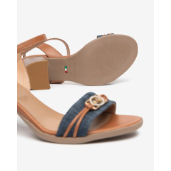 SANDALO CON TACCO NEROGIARDINI DONNA T.TINTO JEANS 9 ARMENIA COGNAC TR AULLA COL.TABACCO TACCO 5,5CM E615880D/214