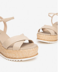 SANDALO CON ZEPPA NEROGIARDINI DONNA PELLE LINO TACCO 8,5CM E410630D/453