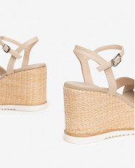 SANDALO CON ZEPPA NEROGIARDINI DONNA PELLE LINO TACCO 8,5CM E410630D/453