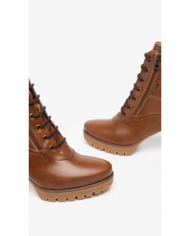 TRONCHETTI  NEROGIARDINI DONNA IN PELLE COLORE CUOIO TACCO 8 CM I308971D/400