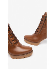 TRONCHETTI  NEROGIARDINI DONNA IN PELLE COLORE CUOIO TACCO 8 CM I308971D/400