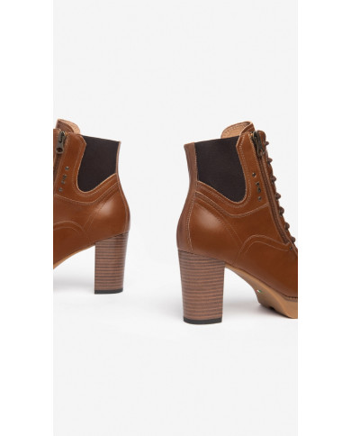 TRONCHETTI  NEROGIARDINI DONNA IN PELLE COLORE CUOIO TACCO 8 CM I308971D/400