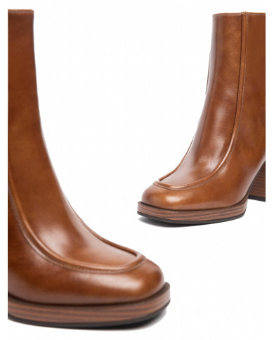 TRONCHETTI NEROGIARDINI DONNA IN PELLE COL.CUOIO  8CM I308193D/400