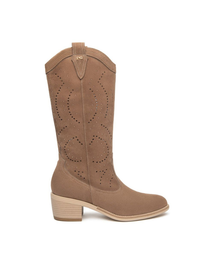 STIVALI CON TACCO NEROGIARDINI DONNA VELOUR MOU TR BASILEA 828 NATURALE E615122D/442