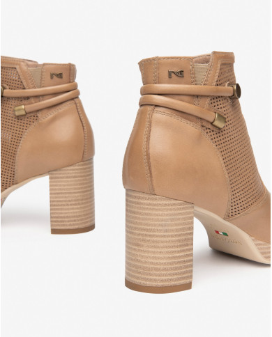 TRONCHETTO NEROGIARDINI DONNA PELLE COLORE CUOIO TACCO 7,5CM E409730D/400