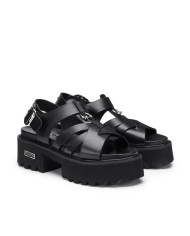 SANDALO CON ZEPPA CULT DONNA CHER 4535 SANDAL W LEATHER BLACK CLW453500