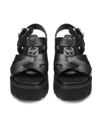 SANDALO CON ZEPPA CULT DONNA CHER 4535 SANDAL W LEATHER BLACK CLW453500