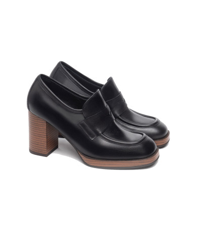 MOCASSINI CON TACCO NEROGIARDINI DONNA IN PELLE NERO 8CM I308190D/100