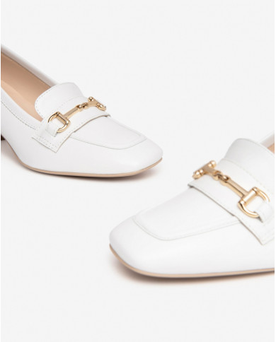 MOCASSINI NEROGIARDINI DONNA PELLE BIANCO TACCO 5,5CM E409471D/707