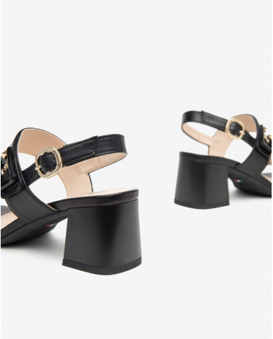 SANDALI CON TACCO NEROGIARDINI DONNA NAPPA PANDORA NERO TPU FEN NEROTACCO ,CM  E410241D/100