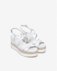 SANDALI CON ZEPPA NEROGIARDINI DONNA LOIRA BIANCO PU.MONOD BAGHERIA E410560D/707