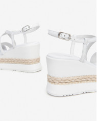 SANDALI CON ZEPPA NEROGIARDINI DONNA LOIRA BIANCO PU.MONOD BAGHERIA E410560D/707