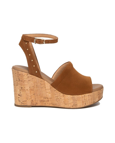 SANDALI CON ZEPPA NEROGIARDINI DONNA VELOUR TABACCO PU.MUSA E307663D/326